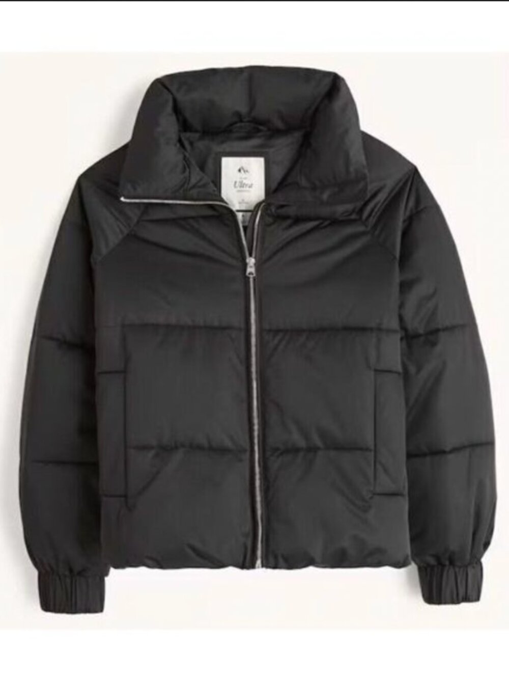 Abercrombie Black Cropped Puffer Jacket Small